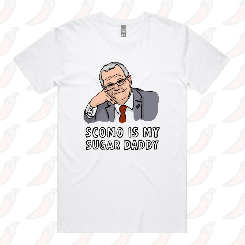S / White / Large Front Design Scomo Sugar Daddy 💸 - Men's T Shirt