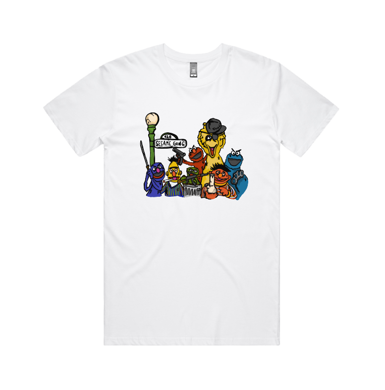 S / White / Large Front Design Sesame Gang 🥴 - Men's T Shirt
