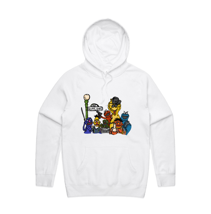 S / White / Large Front Design Sesame Gang 🥴 - Unisex Hoodie