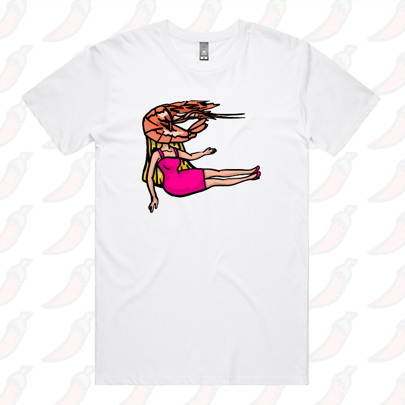 S / White / Large Front Design Shrimp on a Barbie 👜 - Men's T Shirt