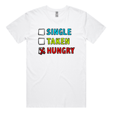 S / White / Large Front Design Single Taken Hungry 🍔🍟 - Men's T Shirt