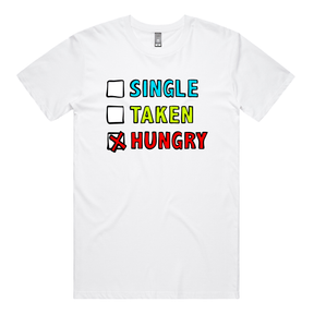 S / White / Large Front Design Single Taken Hungry 🍔🍟 - Men's T Shirt