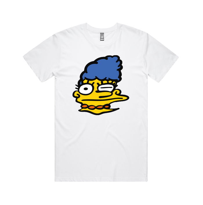 S / White / Large Front Design Smeared Marge 👕 - Men's T Shirt