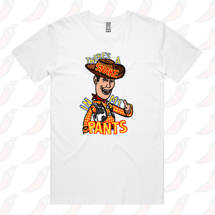 S / White / Large Front Design SNAKE IN MY PANTS 🐍- Men's T Shirt