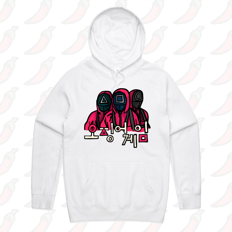 S / White / Large Front Design Squid Game 🦑 - Unisex Hoodie