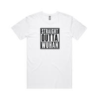 S / White / Large Front Design Straight Outta Wuhan ✊🏾 - Men's T Shirt