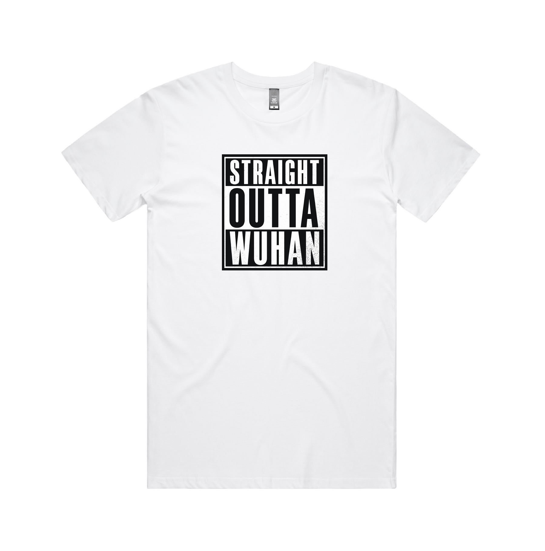S / White / Large Front Design Straight Outta Wuhan ✊🏾 - Men's T Shirt