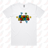S / White / Large Front Design Super Daddio ⭐🍄 – Men's T Shirt