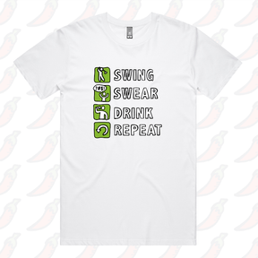 S / White / Large Front Design Swing Swear Drink Repeat 🏌 –  Men's T Shirt