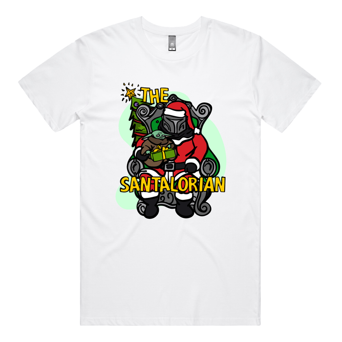 S / White / Large Front Design The Santalorian 👽🎅 - Men's T Shirt