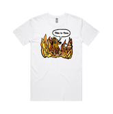 S / White / Large Front Design This Is Fine 🔥 - Men's T Shirt