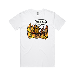 S / White / Large Front Design This Is Fine 🔥 - Men's T Shirt