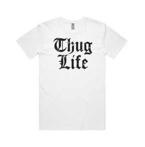 S / White / Large Front Design Thug Life 🖕🏾 - Men's T Shirt