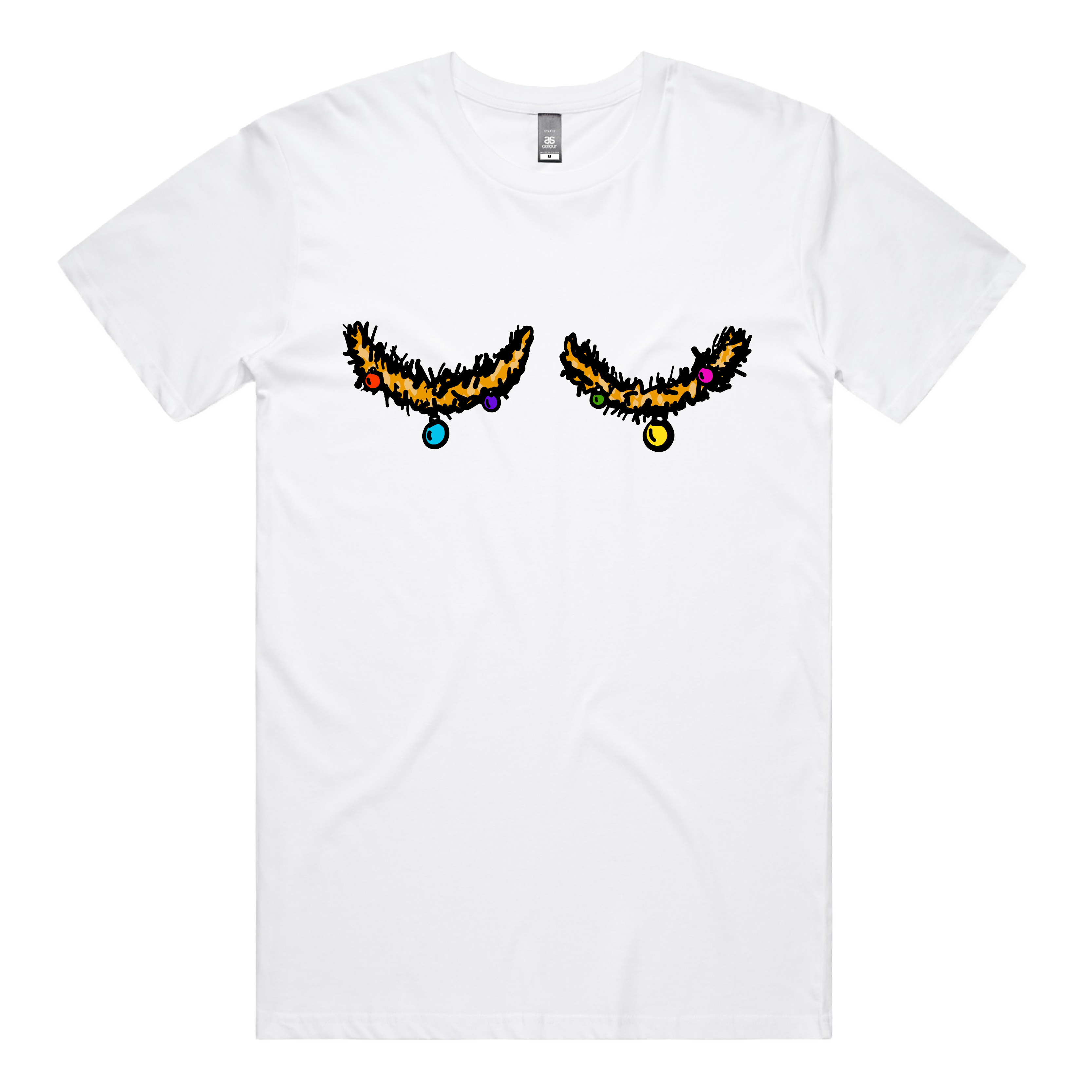 S / White / Large Front Design Tinsel Tits 🍈🍈🎄 - Men's T Shirt