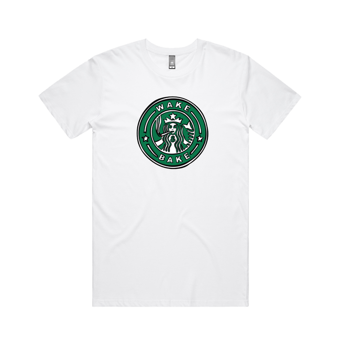 S / White / Large Front Design Wake & Bake 🚬 - Men's T Shirt