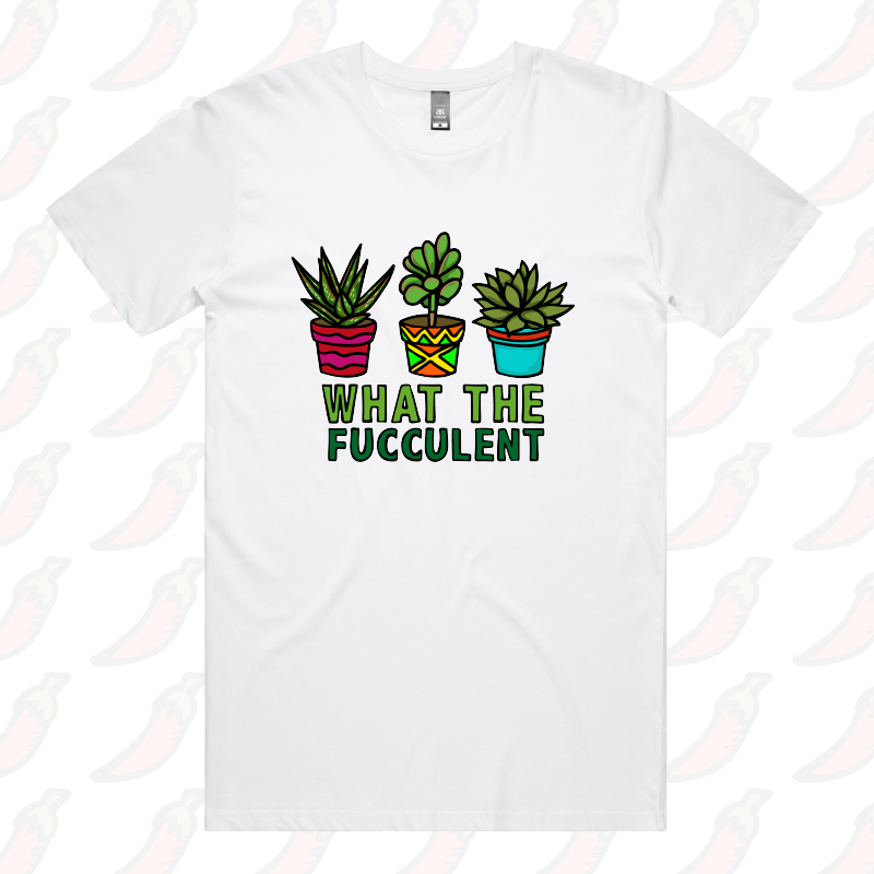S / White / Large Front Design What The Fucculent 🌵 – Men's T Shirt