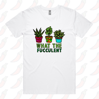 S / White / Large Front Design What The Fucculent 🌵 – Men's T Shirt