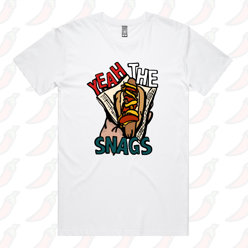 S / White / Large Front Design Yeah the Snags! (YTS!) 🌭 - Men's T Shirt