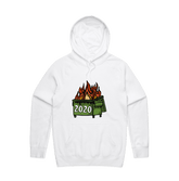 S / White / Large Front Print 2020 Dumpster Fire 🗑️ - Unisex Hoodie