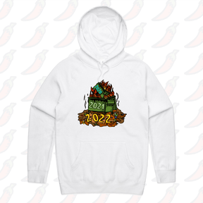 S / White / Large Front Print 2022 Dumpster Fire 🔥 🗑️ – Unisex Hoodie
