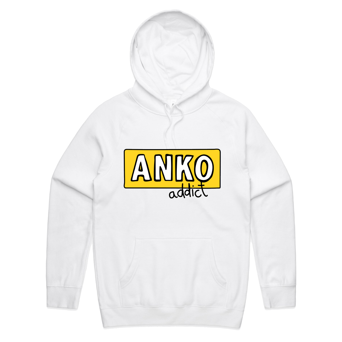 S / White / Large Front Print ANKO Addict 💉 - Unisex Hoodie