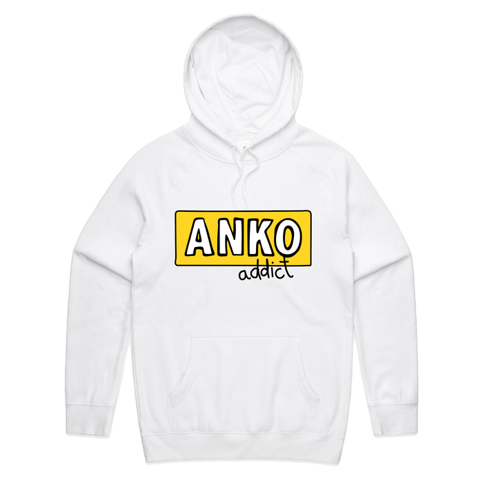 S / White / Large Front Print ANKO Addict 💉 - Unisex Hoodie