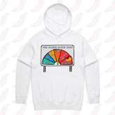 S / White / Large Front Print Aussie Fire Danger Rating 🚒 - Unisex Hoodie