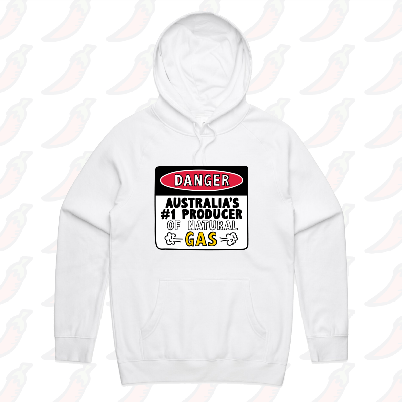 S / White / Large Front Print Australian Gas Producer 💨 – Unisex Hoodie