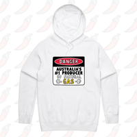 S / White / Large Front Print Australian Gas Producer 💨 – Unisex Hoodie