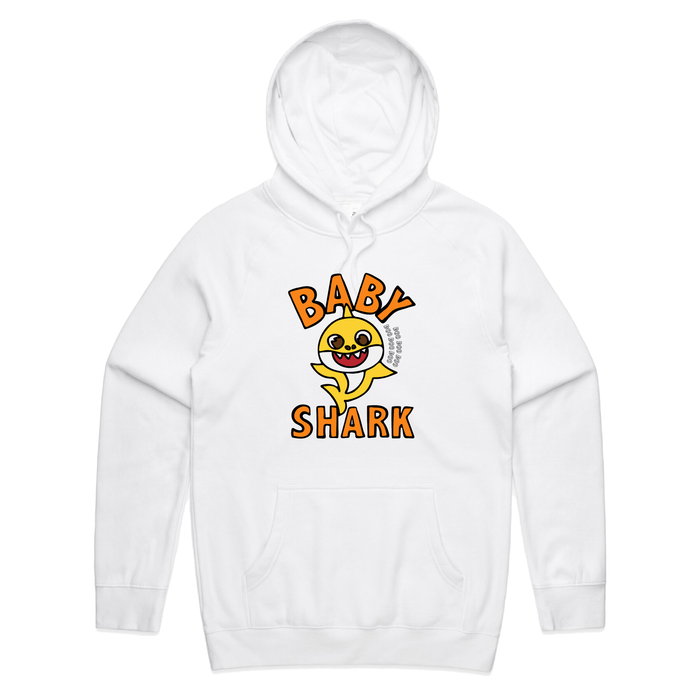 S / White / Large Front Print Baby Shark 🦈 - Unisex Hoodie