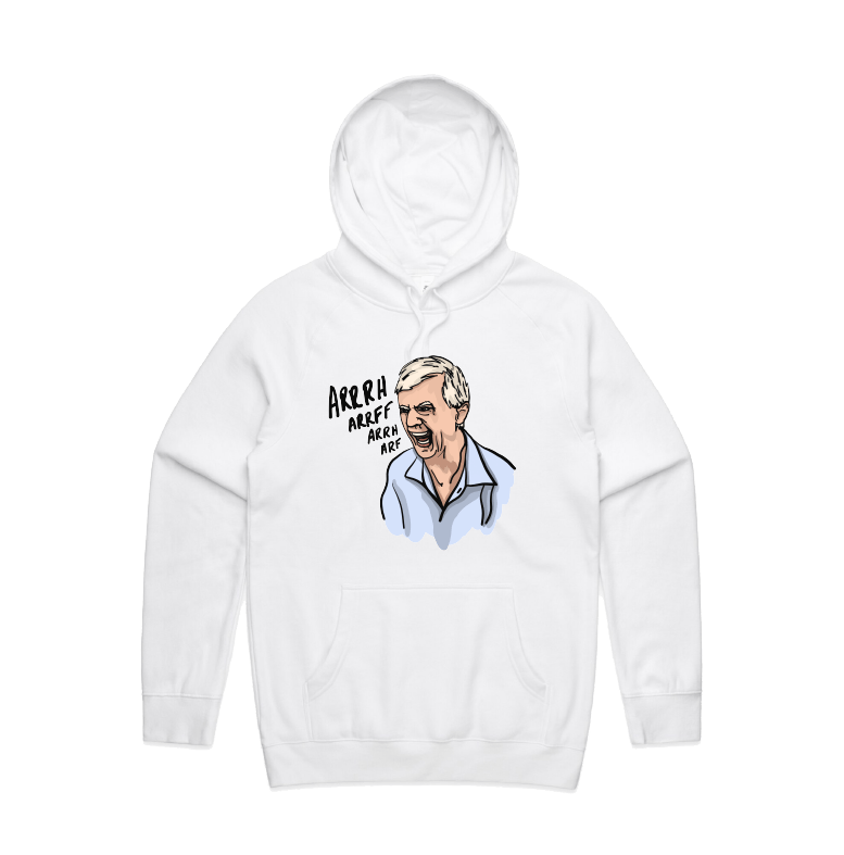 S / White / Large Front Print Barking Dog Man 🗣️ - Unisex Hoodie