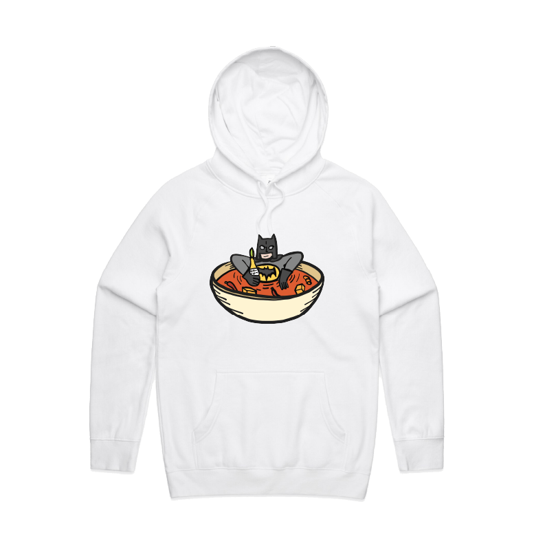 S / White / Large Front Print Bat Soup 🦇 - Unisex Hoodie