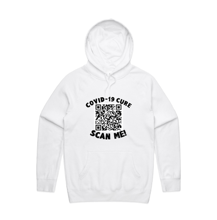 S / White / Large Front Print Big Barry UNCENSORED QR Prank 🍆  - Unisex Hoodie