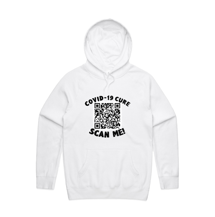 S / White / Large Front Print Big Barry UNCENSORED QR Prank 🍆  - Unisex Hoodie