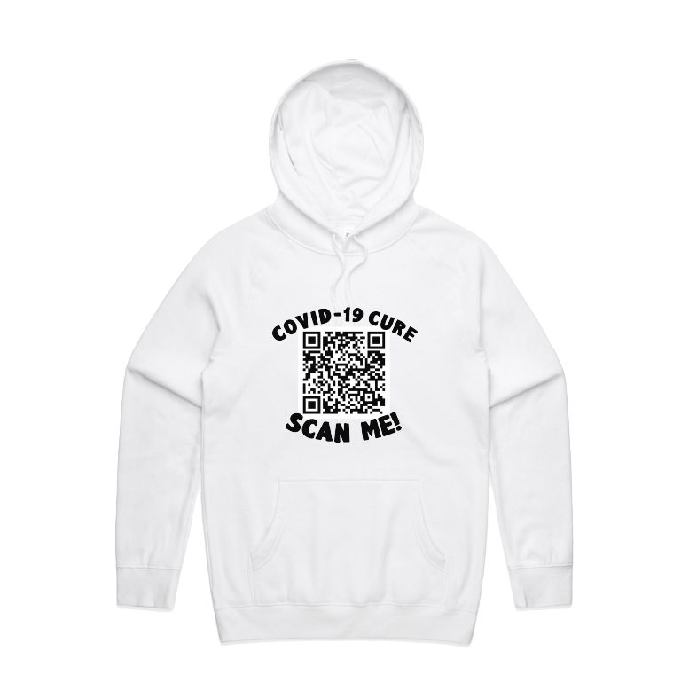 S / White / Large Front Print Big Barry UNCENSORED QR Prank 🍆  - Unisex Hoodie