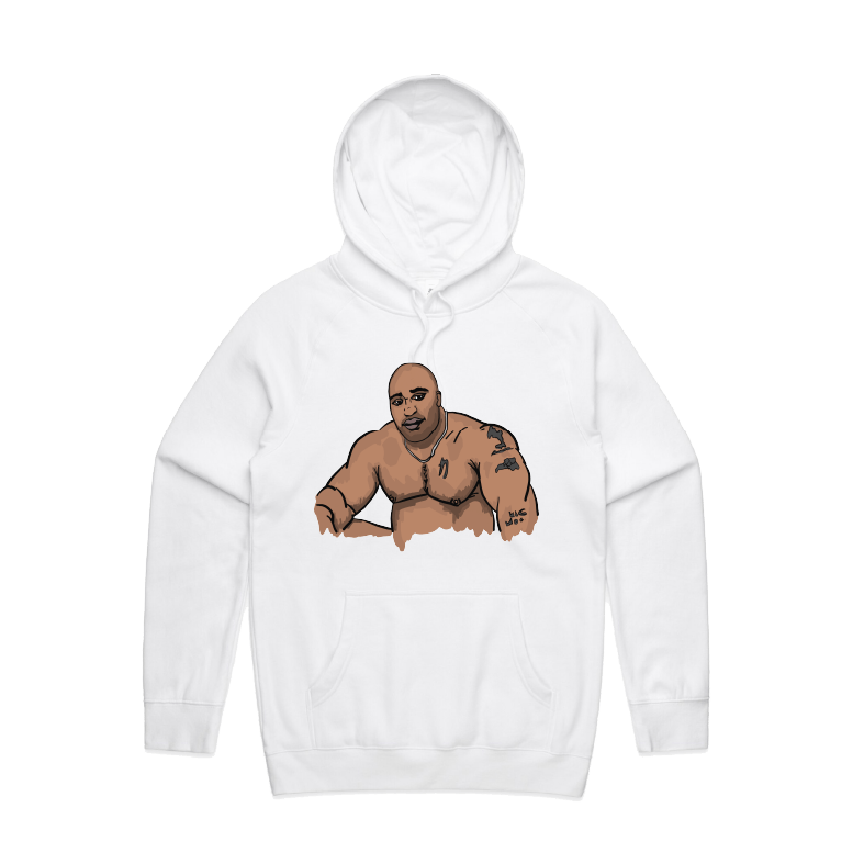 S / White / Large Front Print Big Barry 🍆 - Unisex Hoodie