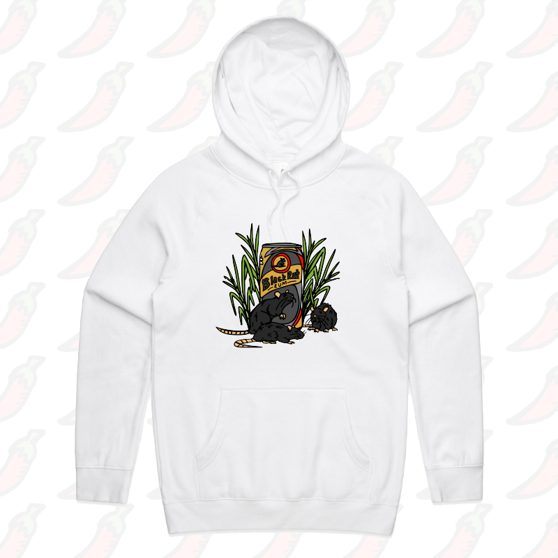 S / White / Large Front Print Black Rat 🐀 - Unisex Hoodie