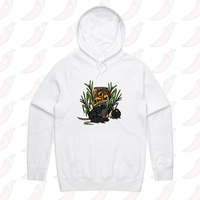 S / White / Large Front Print Black Rat 🐀 - Unisex Hoodie