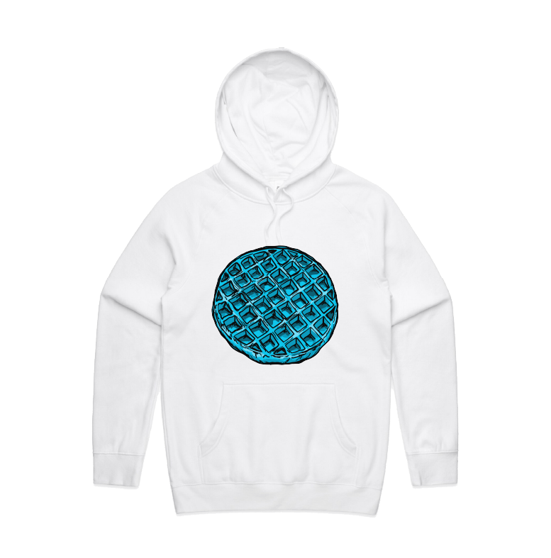 S / White / Large Front Print Blue Waffle 🧇🤮 - Unisex Hoodie