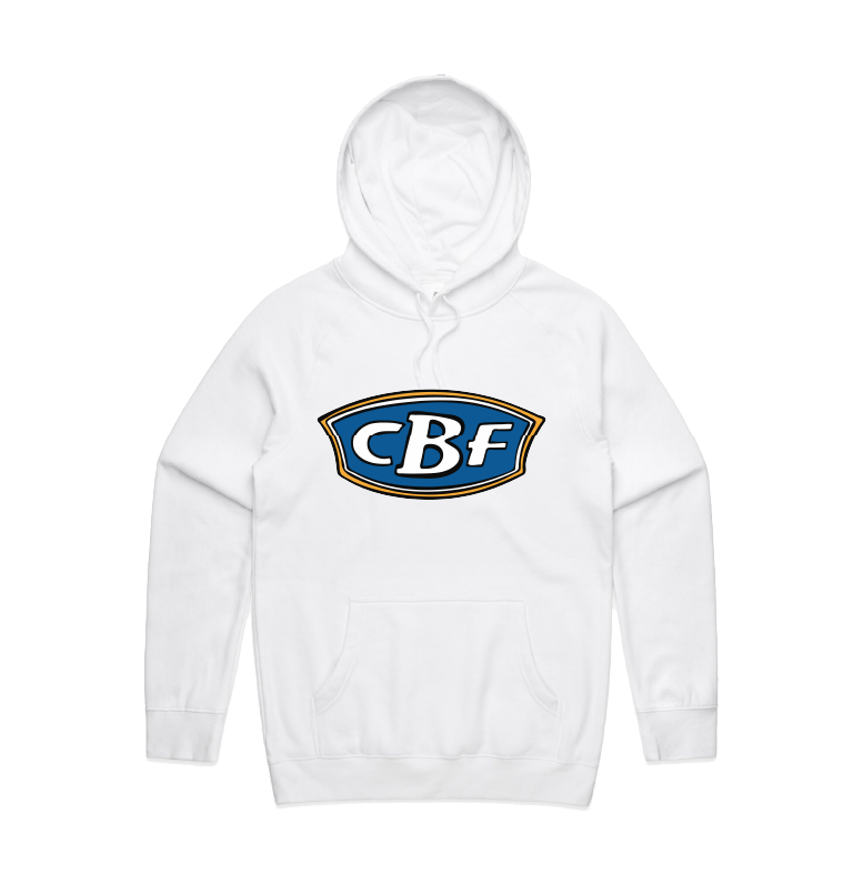 S / White / Large Front Print CBF ⛺🚤🎣 - Unisex Hoodie