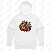S / White / Large Front Print Ciggy Butt-Brain 🚬🧠 - Unisex Hoodie
