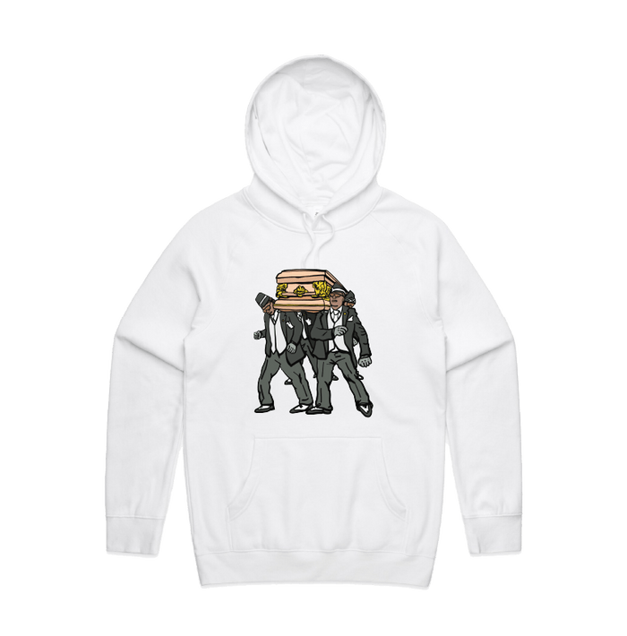 S / White / Large Front Print Coffin Dance ⚰️ - Unisex Hoodie