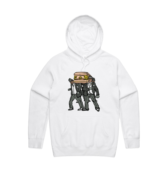 S / White / Large Front Print Coffin Dance ⚰️ - Unisex Hoodie