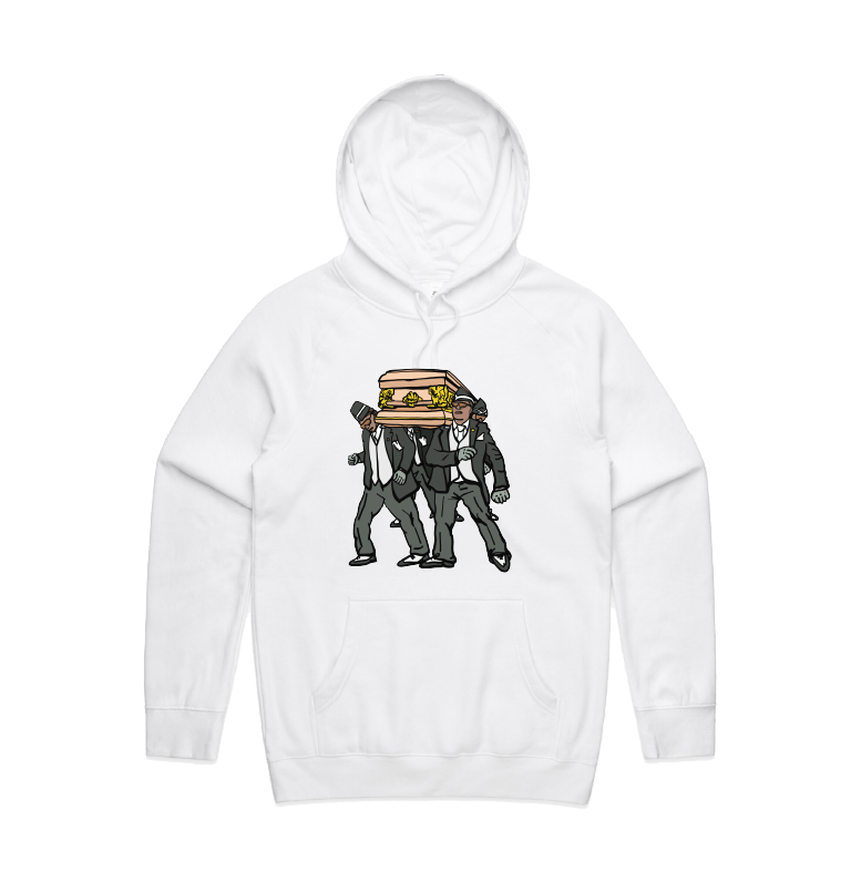 S / White / Large Front Print Coffin Dance ⚰️ - Unisex Hoodie