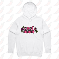 S / White / Large Front Print Cool Mum 🌷– Unisex Hoodie