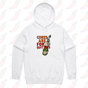 S / White / Large Front Print Corks Are For Quitters 🍾 – Unisex Hoodie
