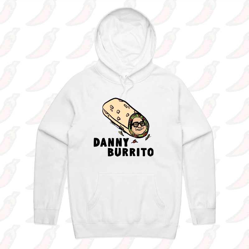 S / White / Large Front Print Danny Burrito 🌯 - Unisex Hoodie