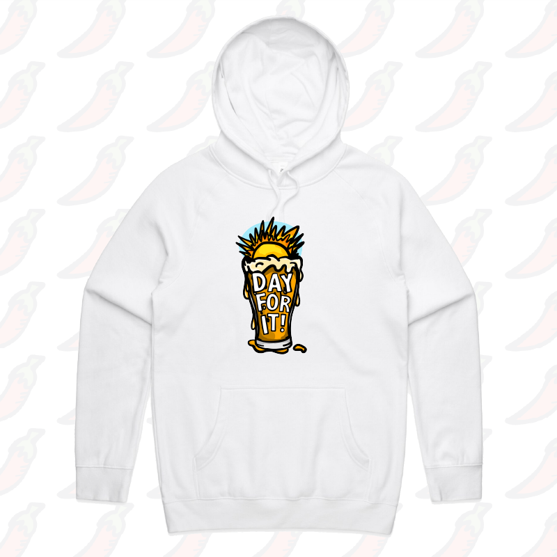 S / White / Large Front Print Day For It ☀️ - Unisex Hoodie