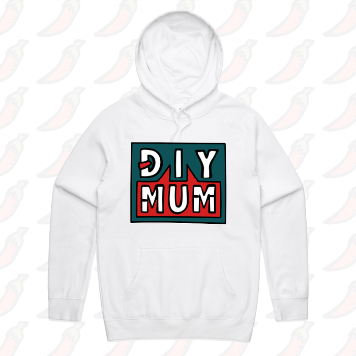 S / White / Large Front Print DIY Mum 🔨 – Unisex Hoodie