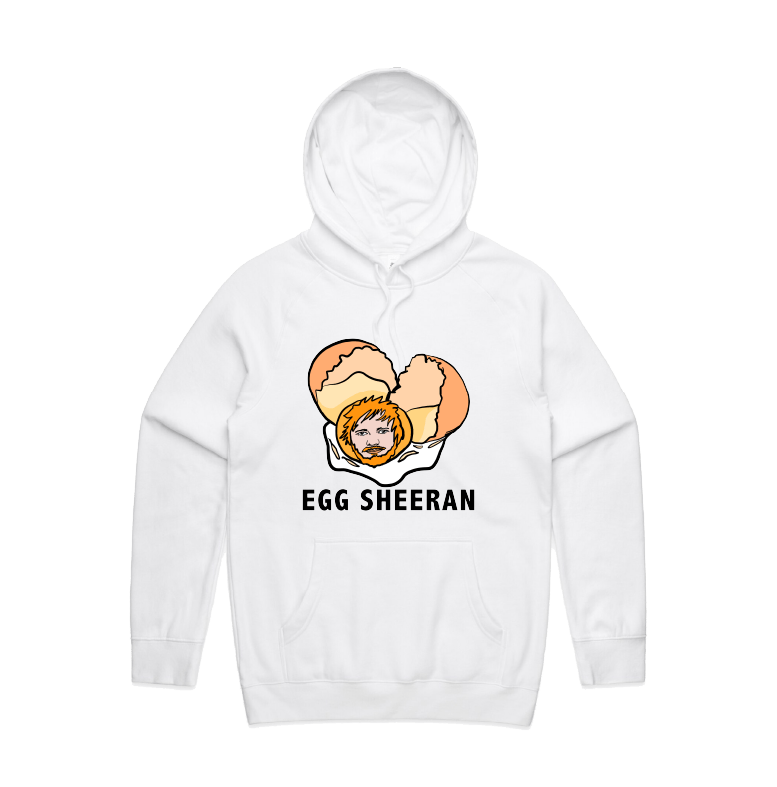 S / White / Large Front Print Egg Sheeran 🥚 - Unisex Hoodie
